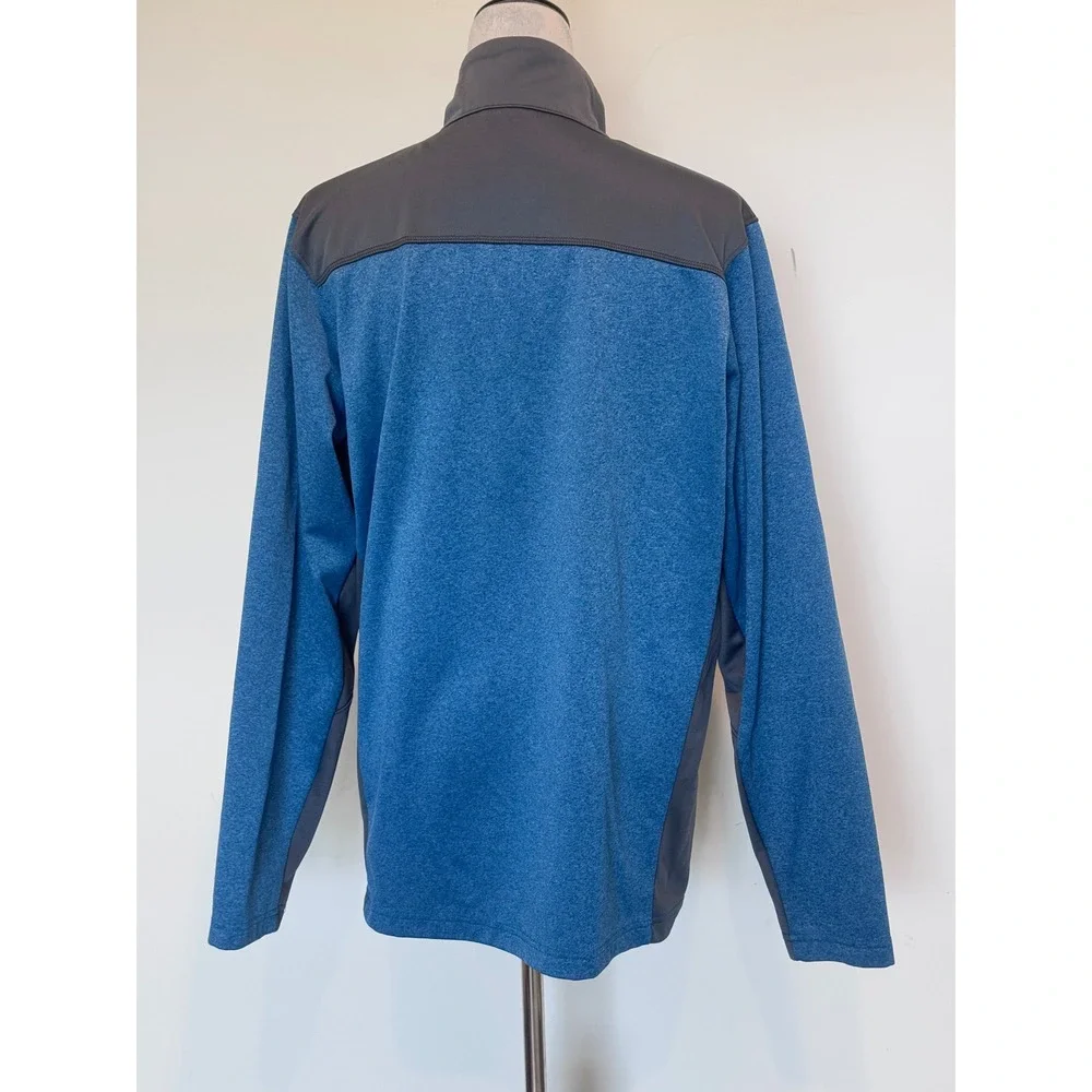 Columbia Mens Large Quarter Zip Fleece Pullover Blue Grey Heathered Sportswear